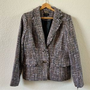 Donna Karan Tweed Fringe Pocket Tailored Blazer, Sz 12